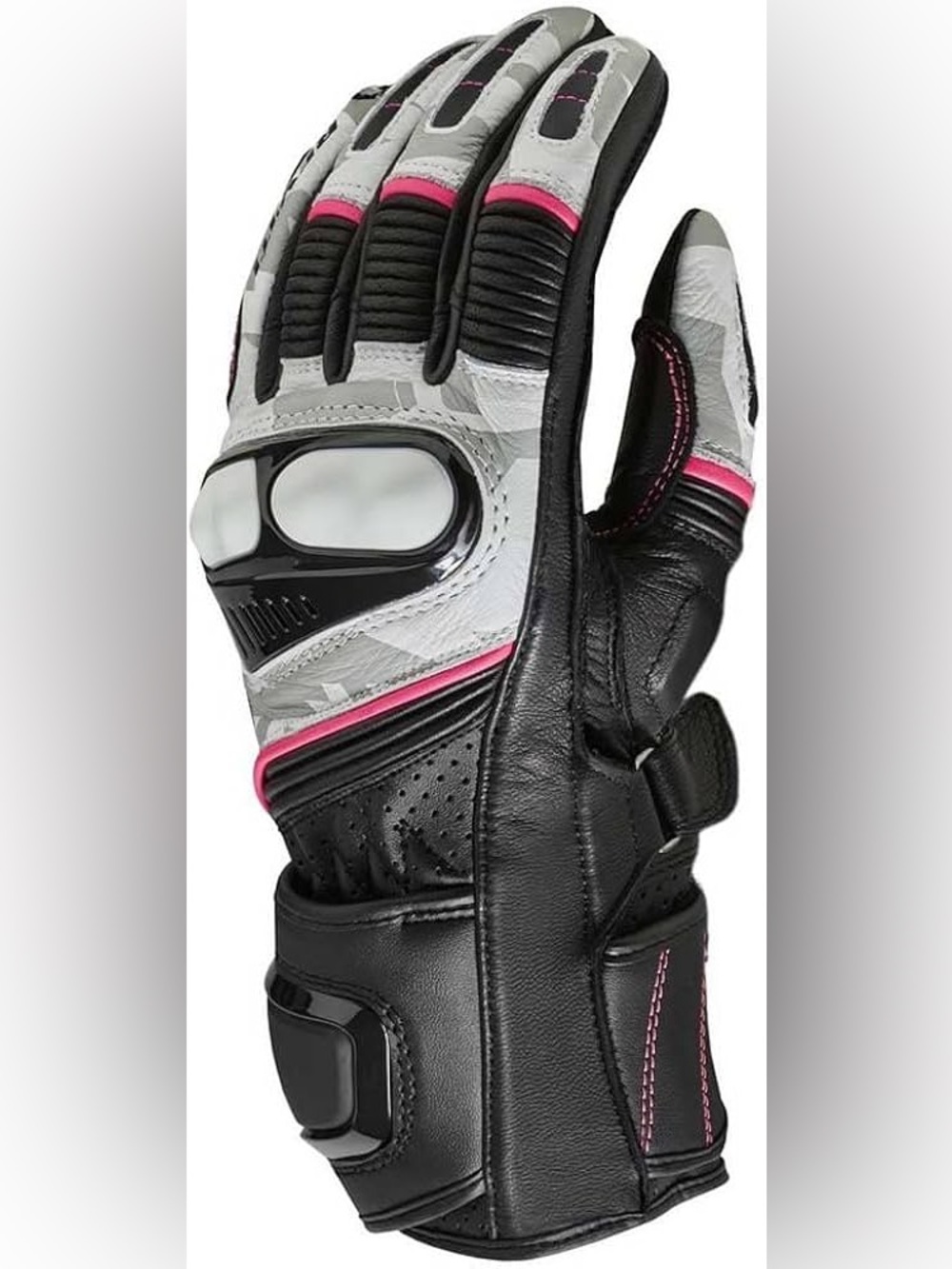 Black and Pink Protective Motorcycle Glove - Women's